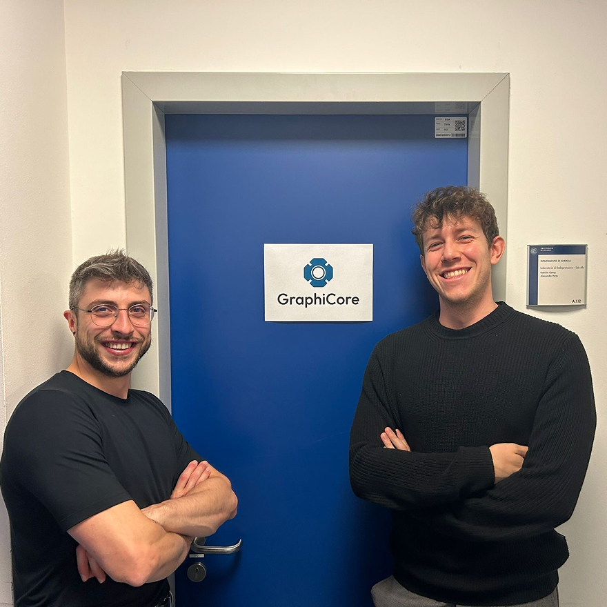 Three nuclear engineers, GraphiCore founders, at the company headquarters