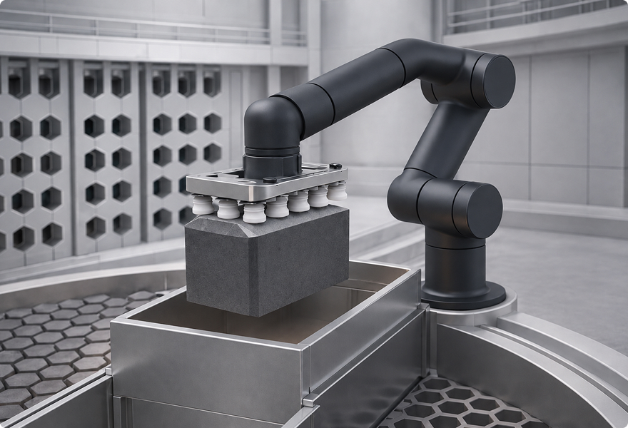 Remote handling of a graphite reactor component during maintenance inspection