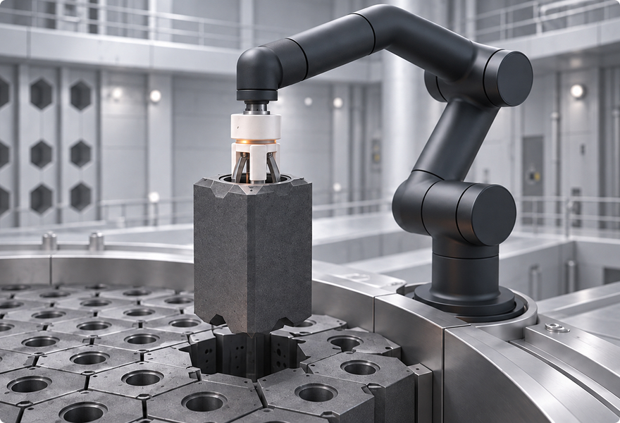 Robotic retrieval of an irradiated graphite block during nuclear reactor decommissioning